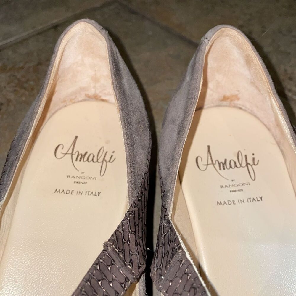 Amalfi by Rangoni Taupe Brown Suede Leather Wedge Mary Jane Shoe Womens 8.5N - Picture 5 of 13